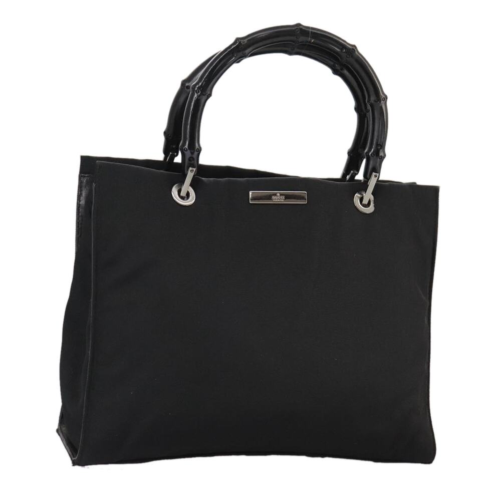 GUCCI Bamboo Hand Bag Nylon Black 002 002
